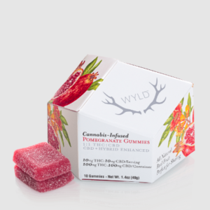 WYLD - Pomegranate 1:1 CBD + Hybrid Enhanced Gummies 100:100mg